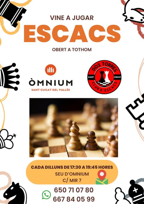 Escacs a Òmnium cultural juntament amb el Club d'escacs Dos Torres de SAnt Cugat