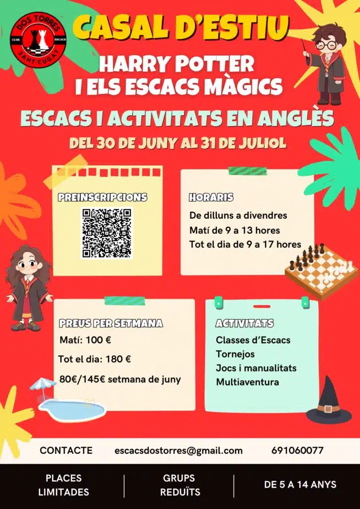 Cartell casal d'estiu club d'escacs dos torres de sant cugat 2026